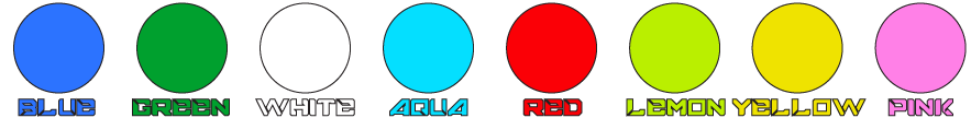 Color lumicasque kits available in Blue, Green, Aqua, White, Red, Yellow, Rose and Lemon